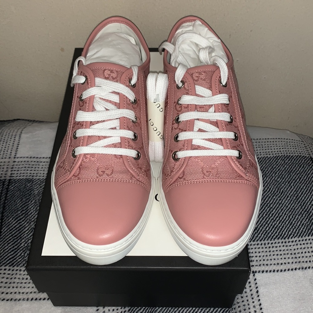 🛑SOLD🛑Gucci Women’s GG Soft Pink Leather/Canvas Sneakers, Size: 40 - Picture 3 of 9